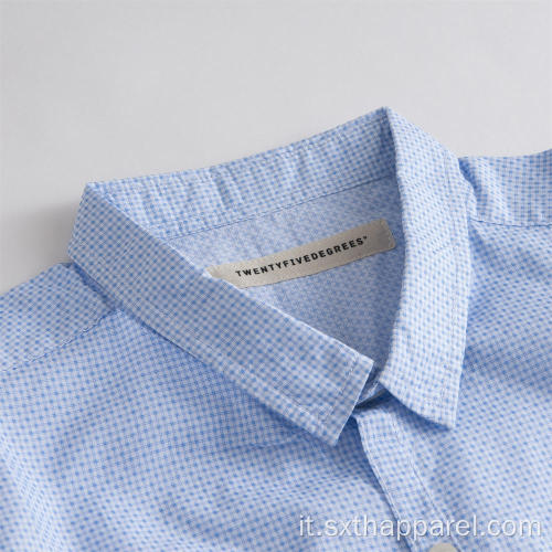 Camicia casual da uomo a maniche lunghe a quadri blu